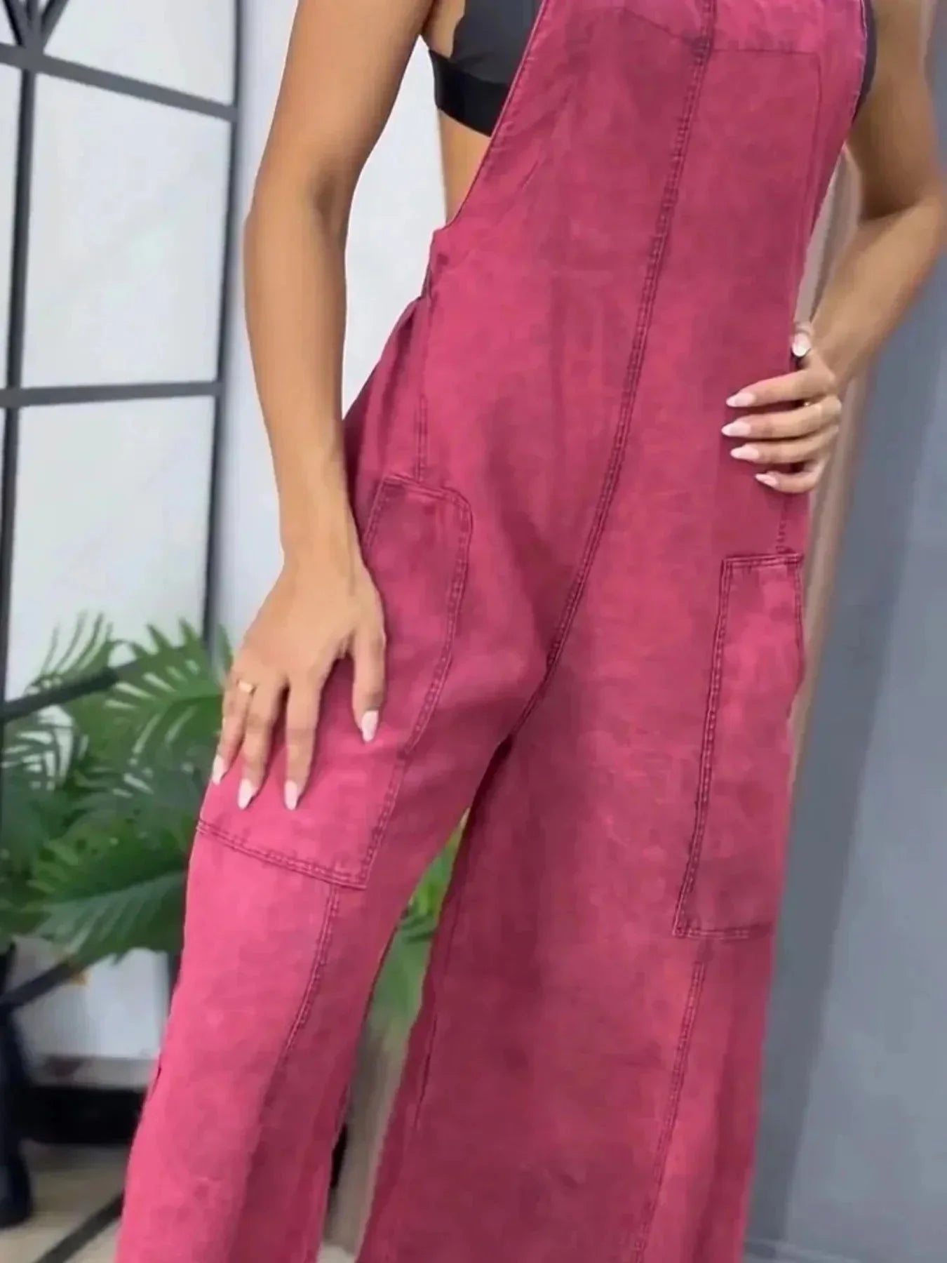 Full Size Wide Leg Washed Denim Overalls Plus Size - VILLA FASHION