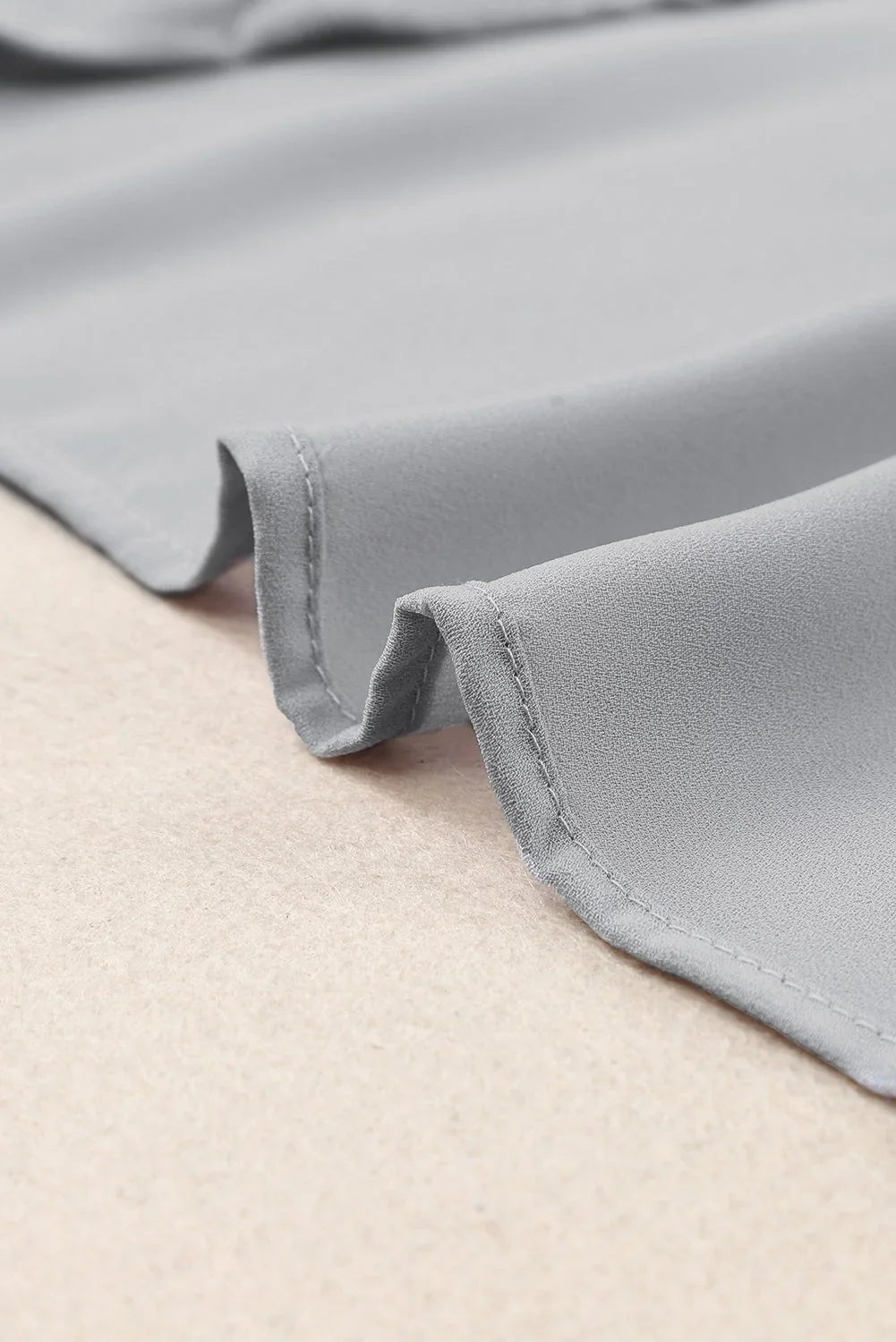 Gathered Detail Notched Neck Flutter Sleeve Top - VILLA FASHION