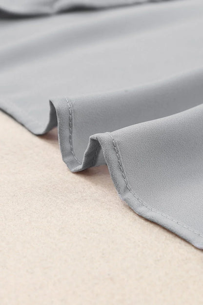 Gathered Detail Notched Neck Flutter Sleeve Top - VILLA FASHION