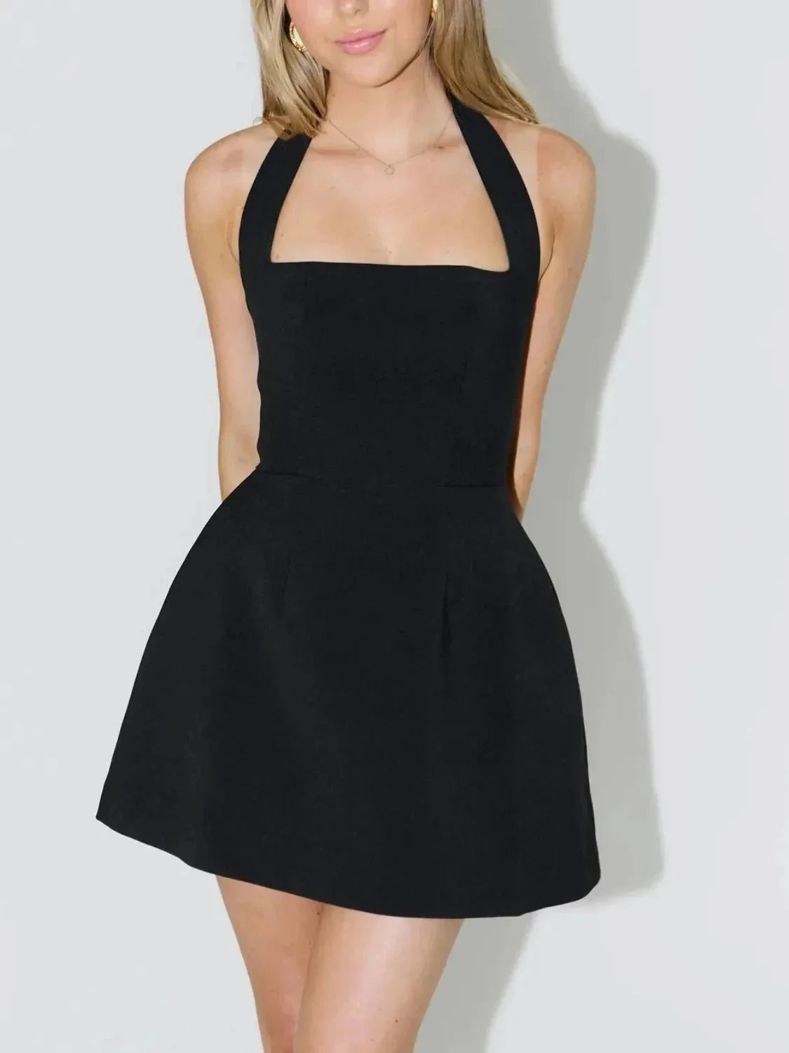 Halter Neck Mini Dress - VILLA FASHION