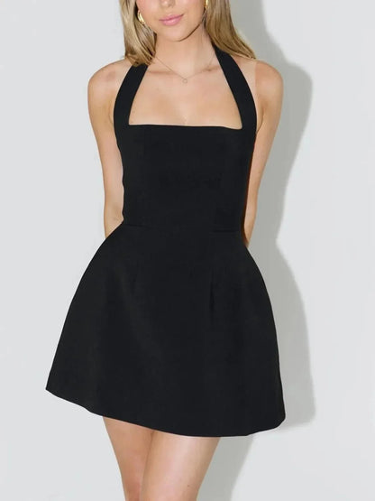 Halter Neck Mini Dress - VILLA FASHION