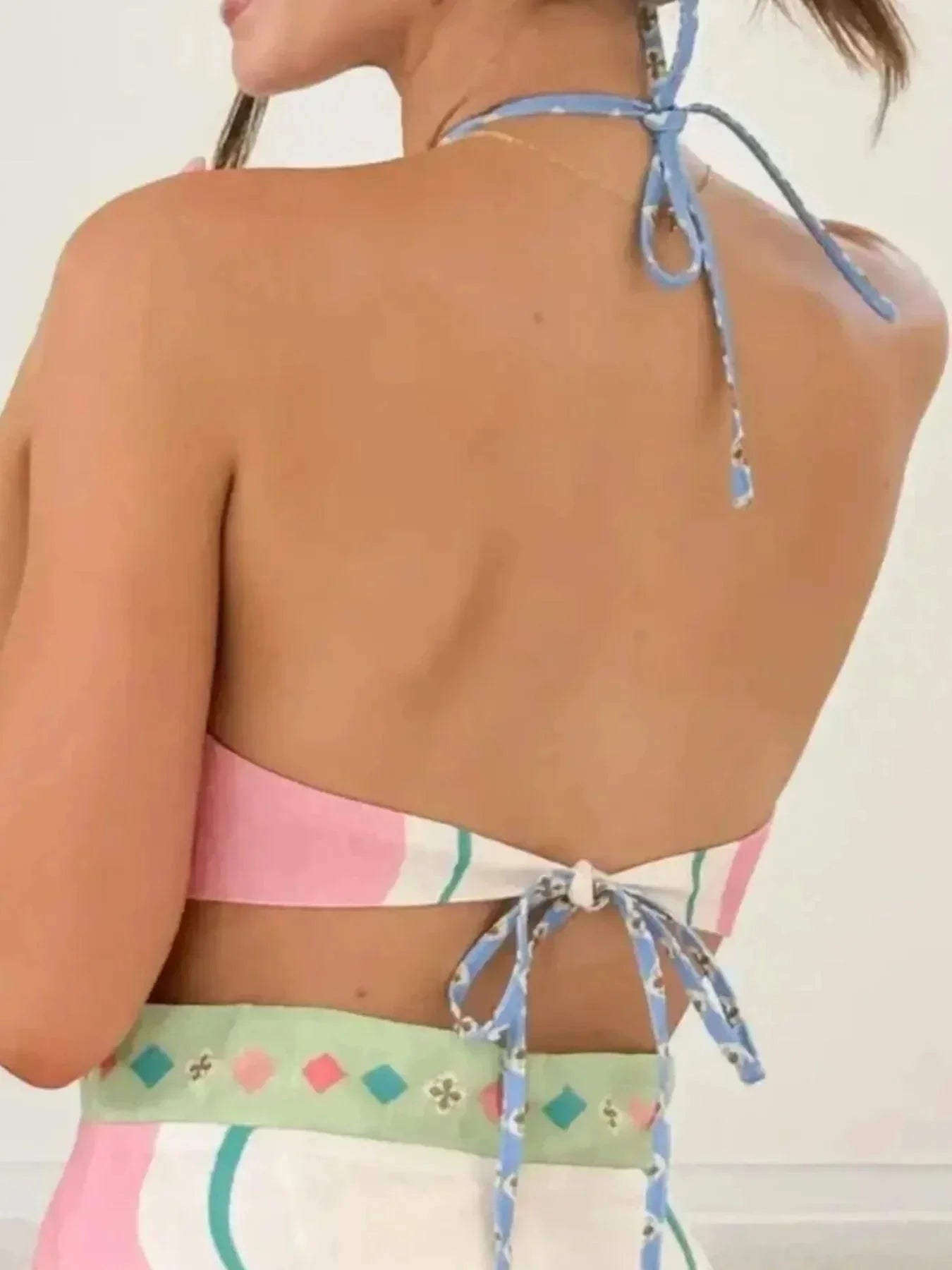 Halter Neck Printed Maxi Dress - VILLA FASHION