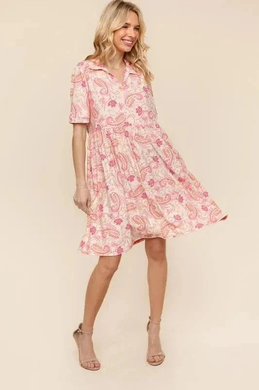 Haptics Fit and Flare Paisley Print Knit Dress - VILLA FASHION