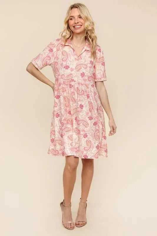 Haptics Fit and Flare Paisley Print Knit Dress - VILLA FASHION