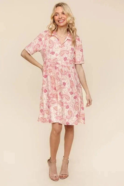 Haptics Fit and Flare Paisley Print Knit Dress - VILLA FASHION