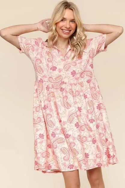 Haptics Fit and Flare Paisley Print Knit Dress - VILLA FASHION