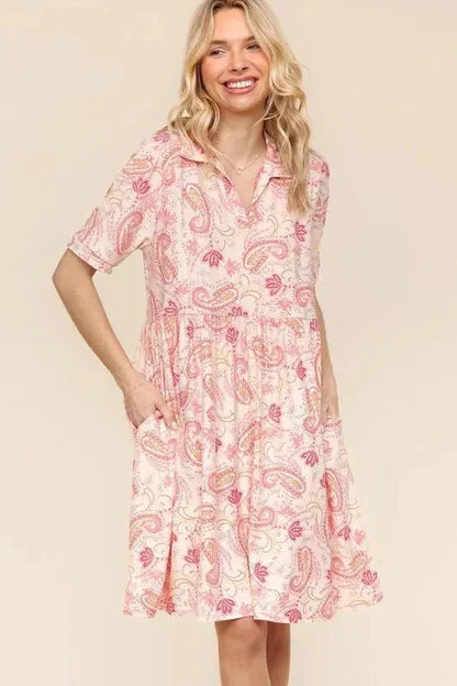 Haptics Fit and Flare Paisley Print Knit Dress - VILLA FASHION