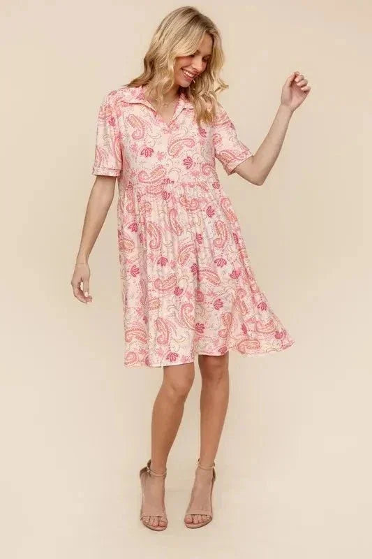 Haptics Fit and Flare Paisley Print Knit Dress - VILLA FASHION