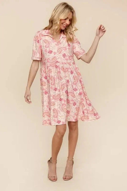 Haptics Fit and Flare Paisley Print Knit Dress - VILLA FASHION