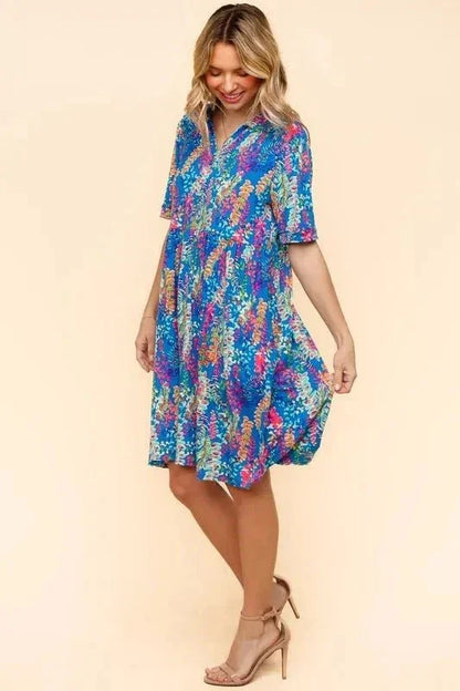 Haptics Johnny Collar Babydoll Dress with Side Pockets - VILLA FASHION