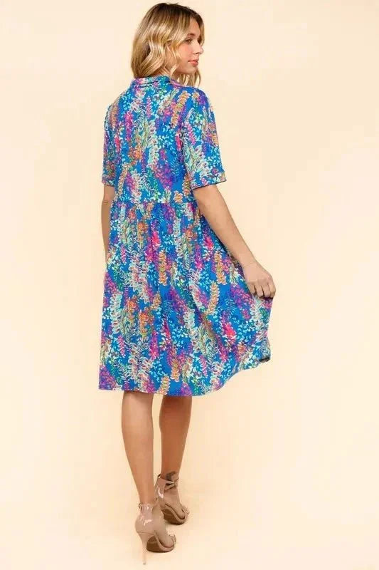 Haptics Johnny Collar Babydoll Dress with Side Pockets - VILLA FASHION