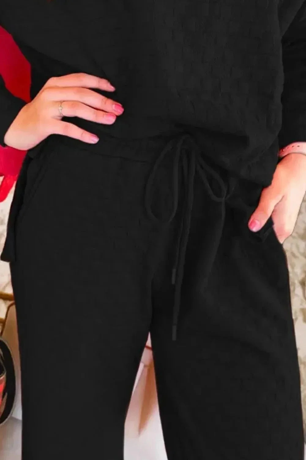 High - Low Round Neck Top and Pants Set - VILLA FASHION