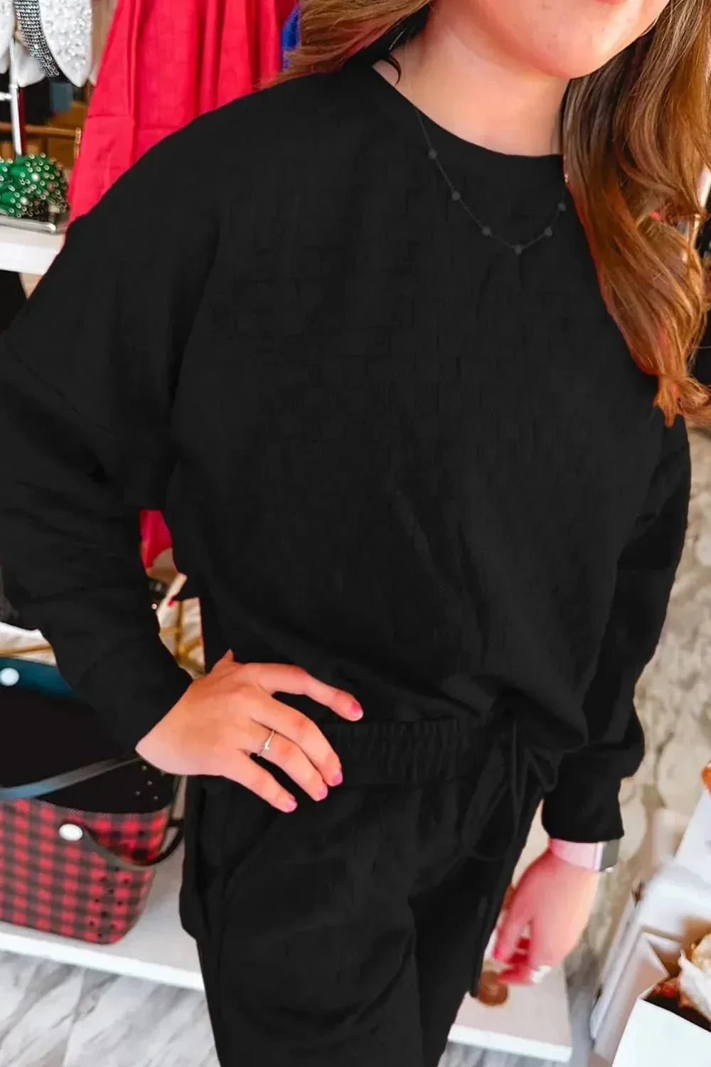 High - Low Round Neck Top and Pants Set - VILLA FASHION