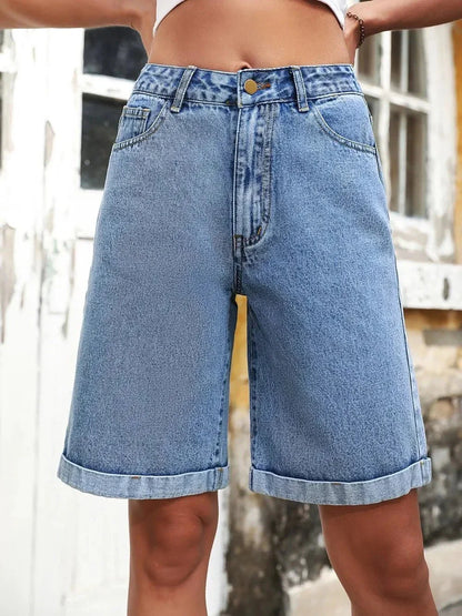 High Waist Denim Shorts - VILLA FASHION