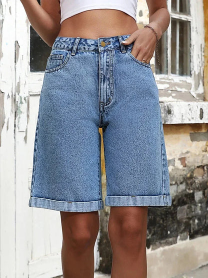 High Waist Denim Shorts - VILLA FASHION