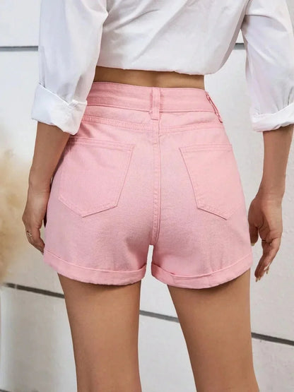 High Waist Denim Shorts - VILLA FASHION