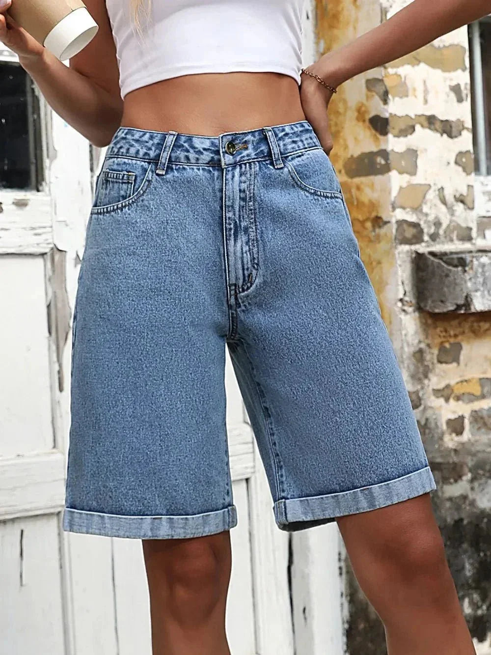High Waist Denim Shorts - VILLA FASHION