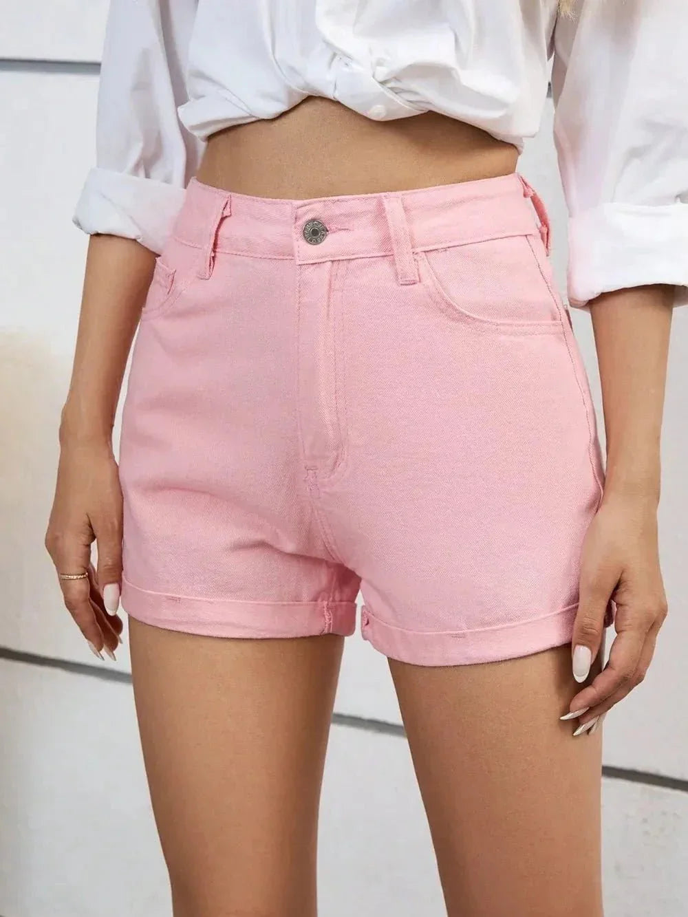 High Waist Denim Shorts - VILLA FASHION