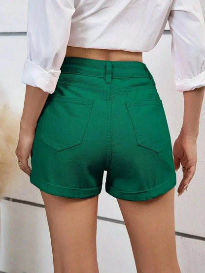 High Waist Denim Shorts - VILLA FASHION