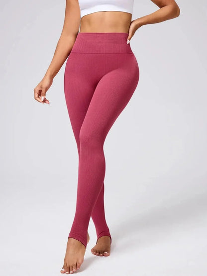 High Waist Stirrup Active Leggings - VILLA FASHION