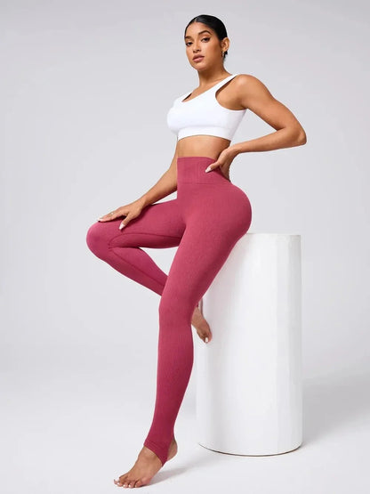 High Waist Stirrup Active Leggings - VILLA FASHION