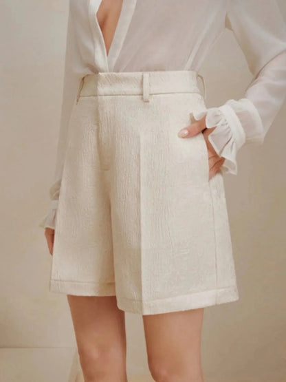 High - Waist Textured Shorts - VILLA FASHION