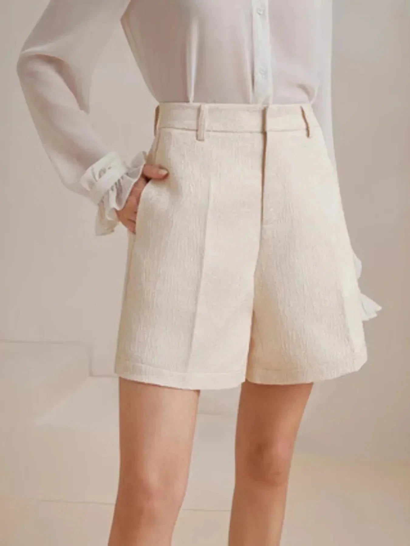 High - Waist Textured Shorts - VILLA FASHION