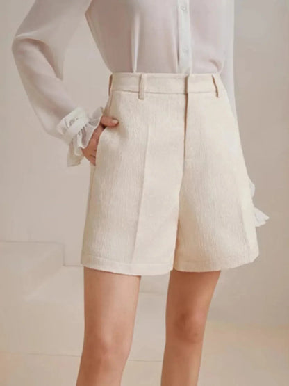 High - Waist Textured Shorts - VILLA FASHION