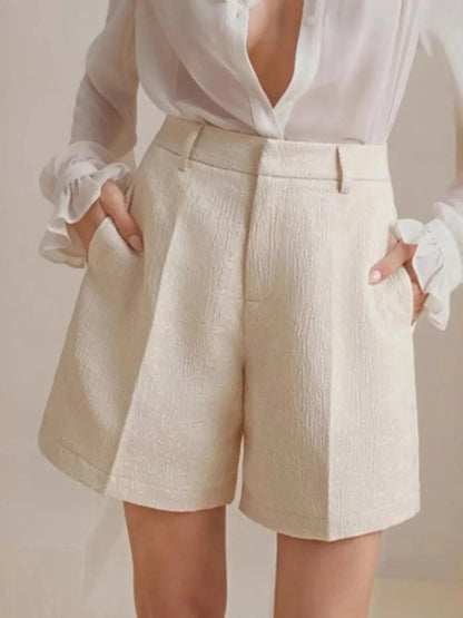 High - Waist Textured Shorts - VILLA FASHION