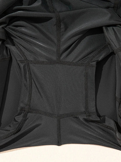 High Waisted Drawstring Swim Shorts - VILLA FASHION