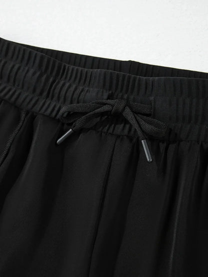 High Waisted Drawstring Swim Shorts - VILLA FASHION