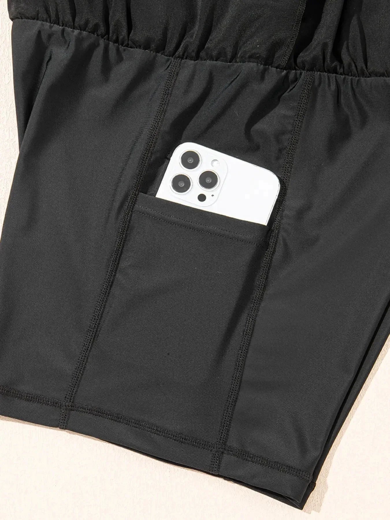 High Waisted Drawstring Swim Shorts - VILLA FASHION