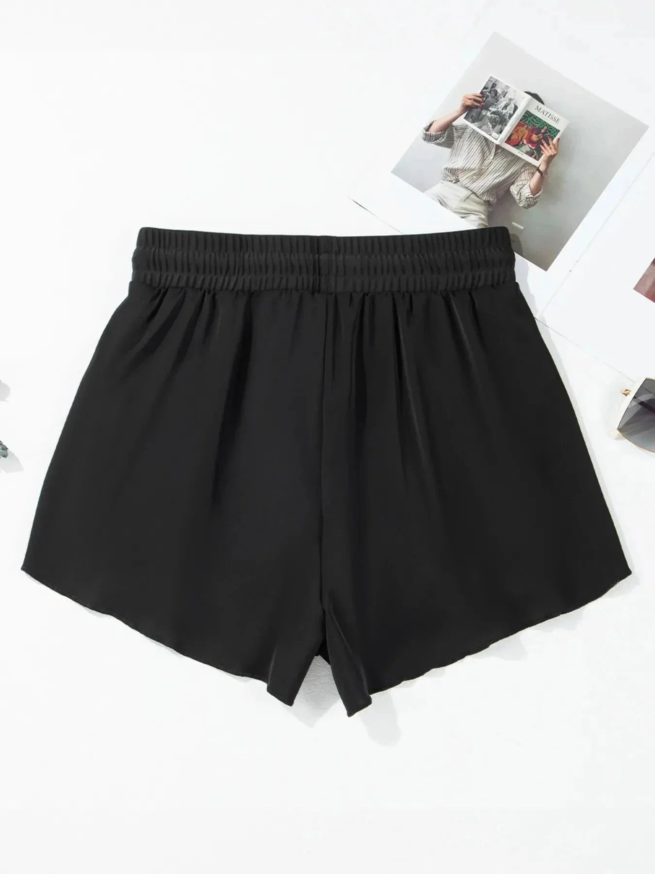 High Waisted Drawstring Swim Shorts - VILLA FASHION