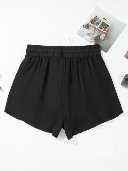 High Waisted Drawstring Swim Shorts - VILLA FASHION