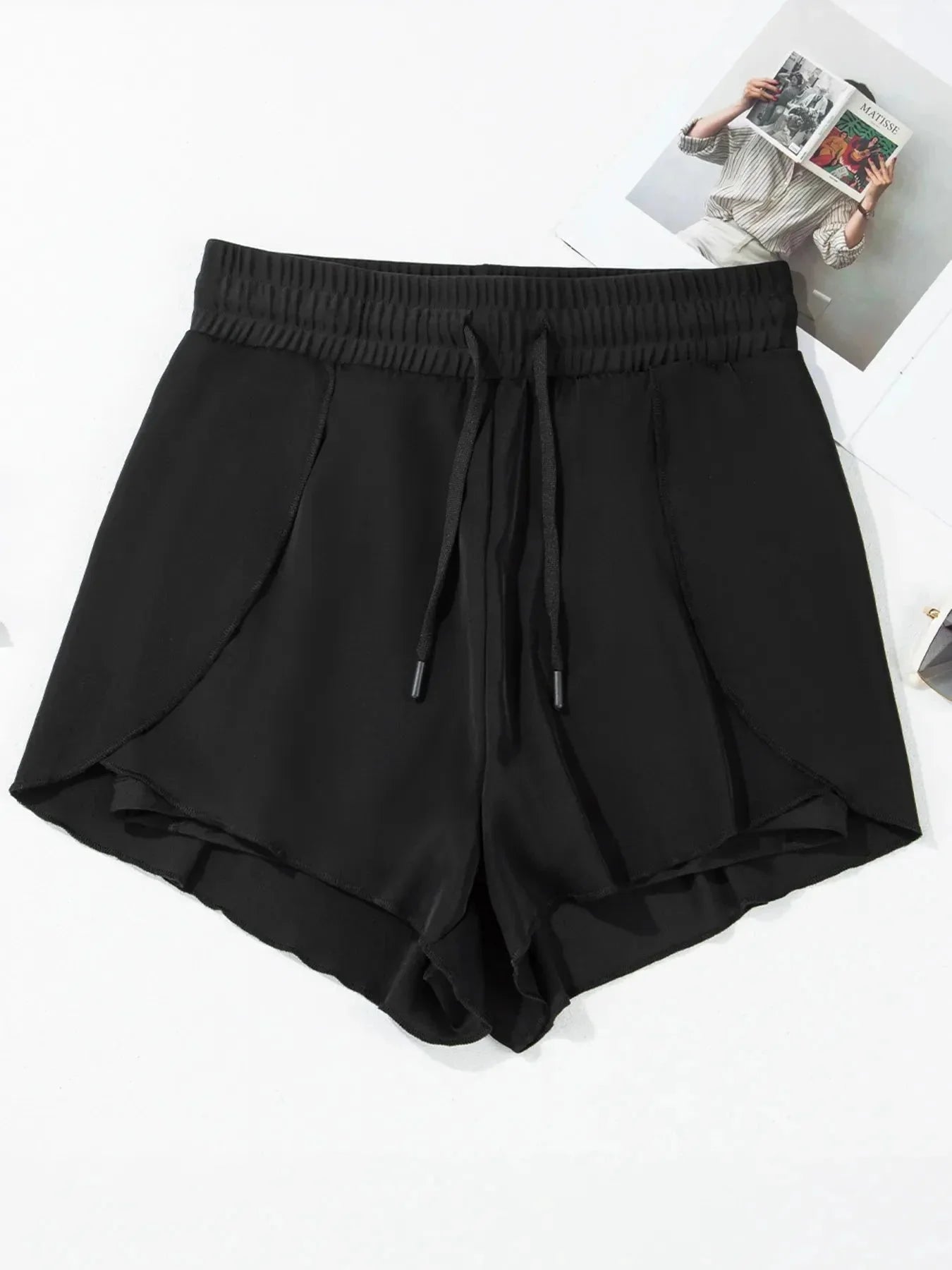 High Waisted Drawstring Swim Shorts - VILLA FASHION