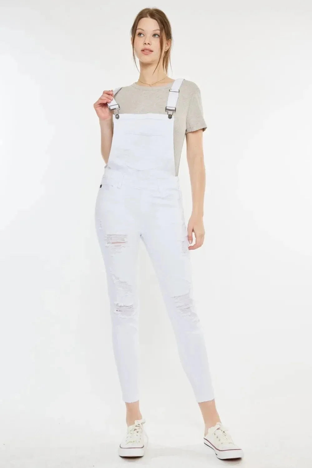 Kancan Distressed Skinny Denim Overalls - VILLA FASHION