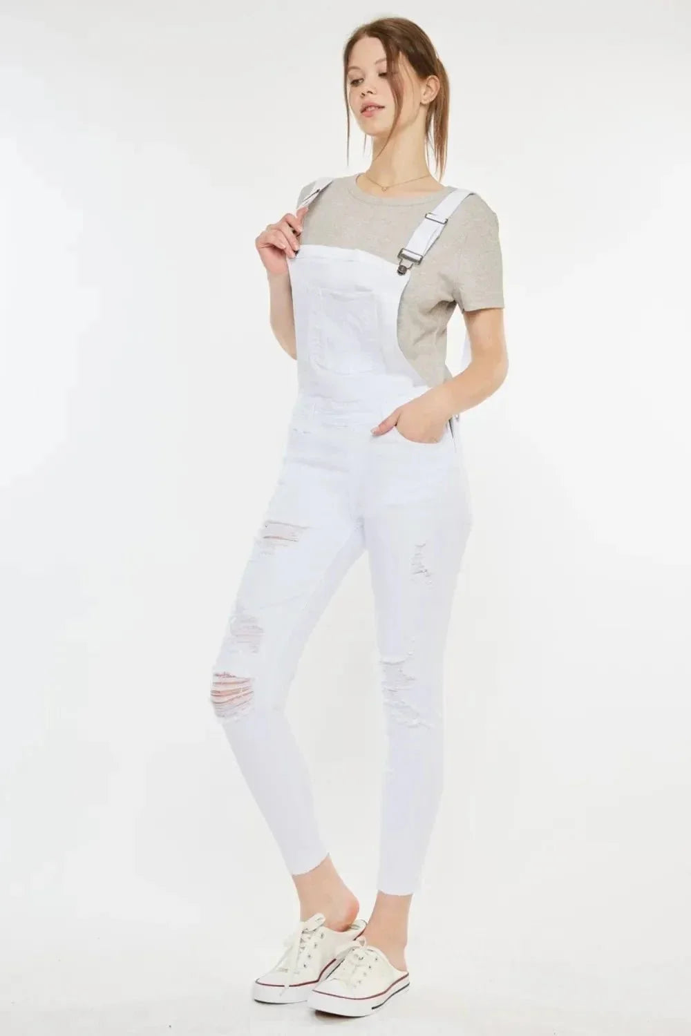 Kancan Distressed Skinny Denim Overalls - VILLA FASHION