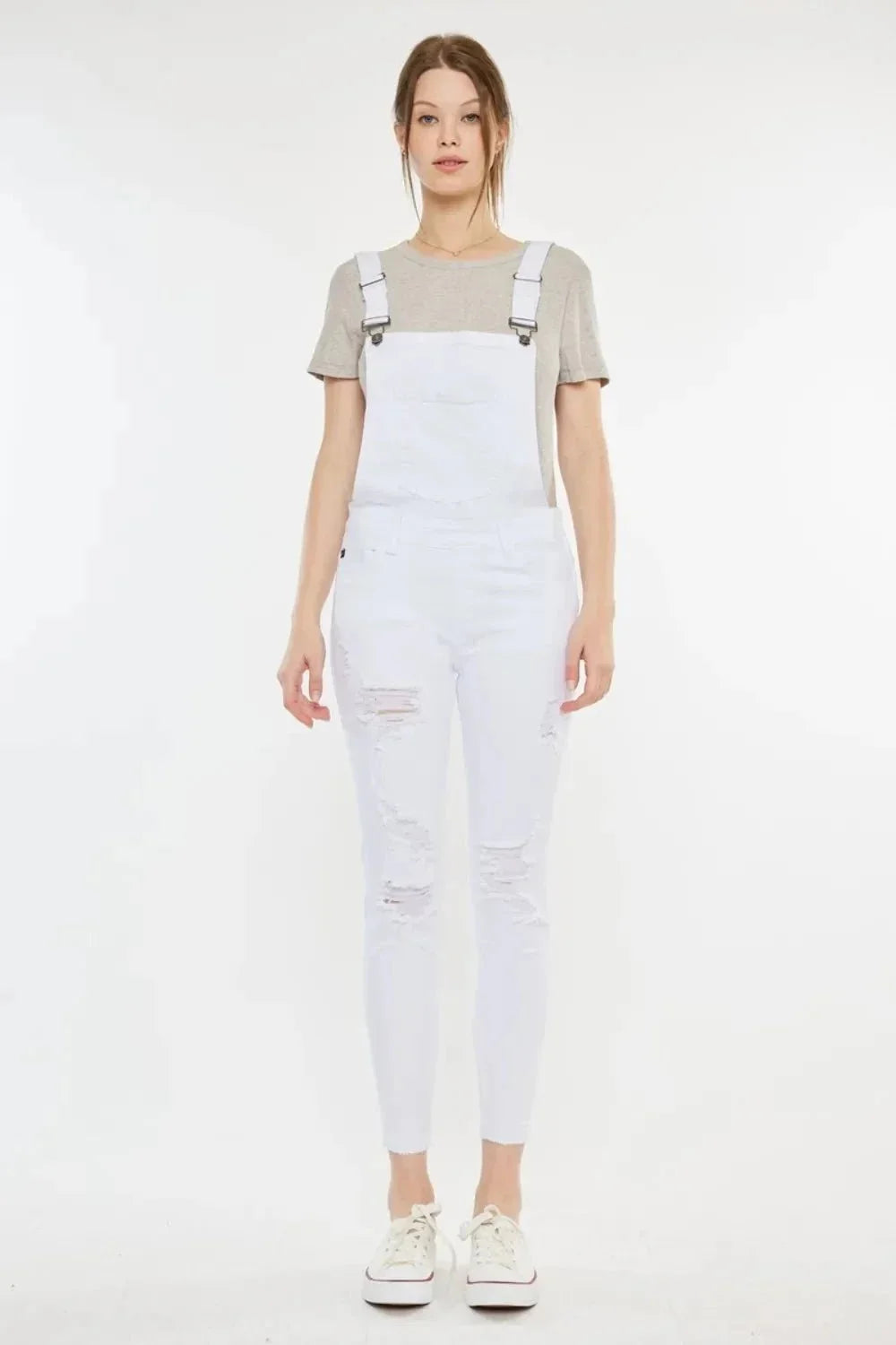 Kancan Distressed Skinny Denim Overalls - VILLA FASHION