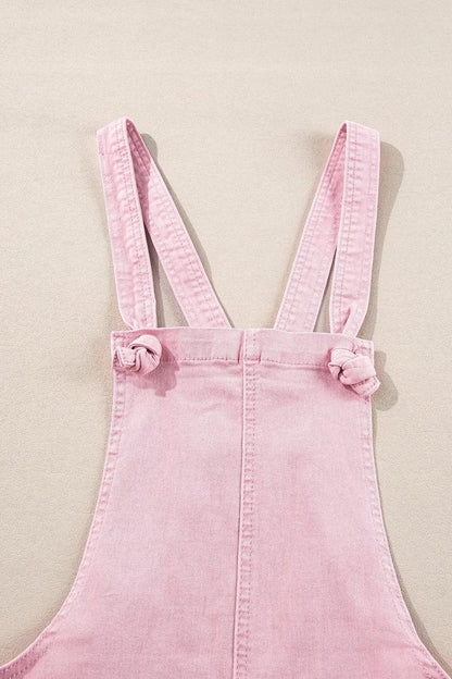 Knot Straps Denim Overalls with Pockets - VILLA FASHION