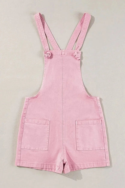 Knot Straps Denim Overalls with Pockets - VILLA FASHION