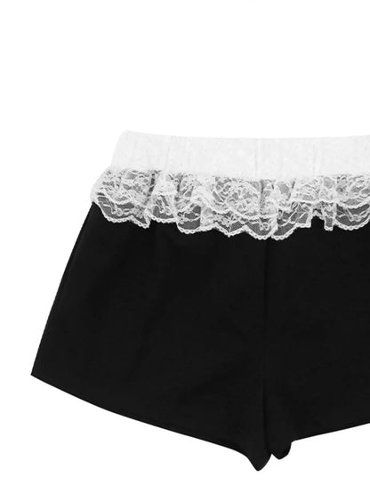 Lace Detail Shorts - VILLA FASHION
