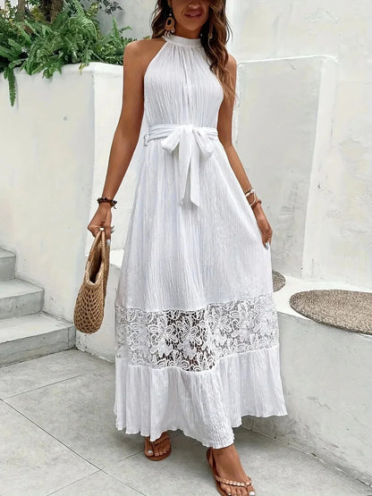 Lace Detail Sleeveless Maxi Cami Dress - VILLA FASHION