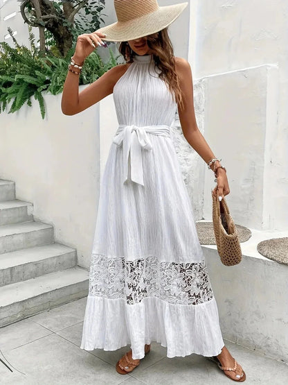 Lace Detail Sleeveless Maxi Cami Dress - VILLA FASHION