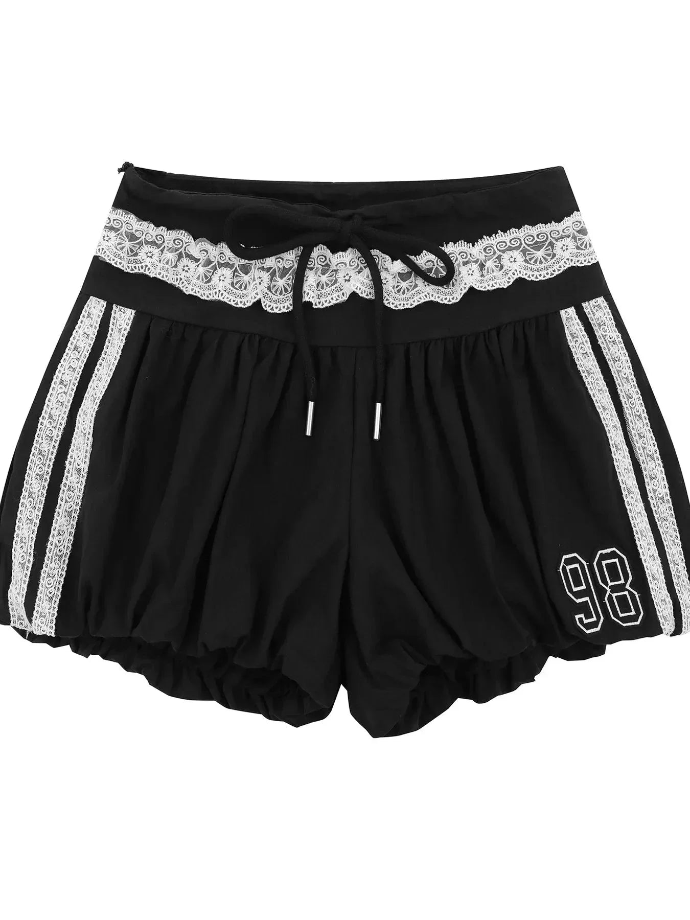 Lace Trim Shorts with Drawstring - VILLA FASHION