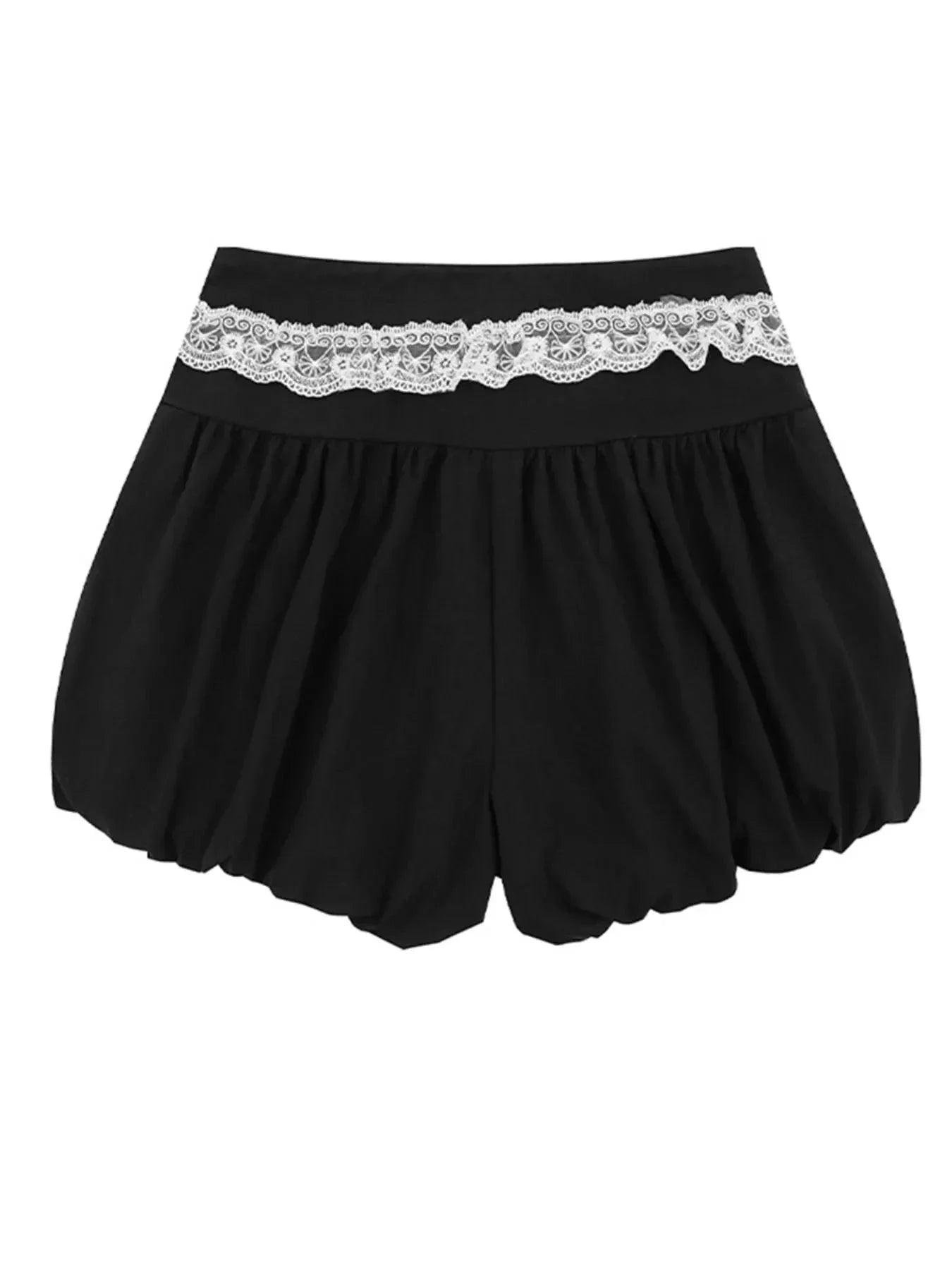 Lace Trim Shorts with Drawstring - VILLA FASHION