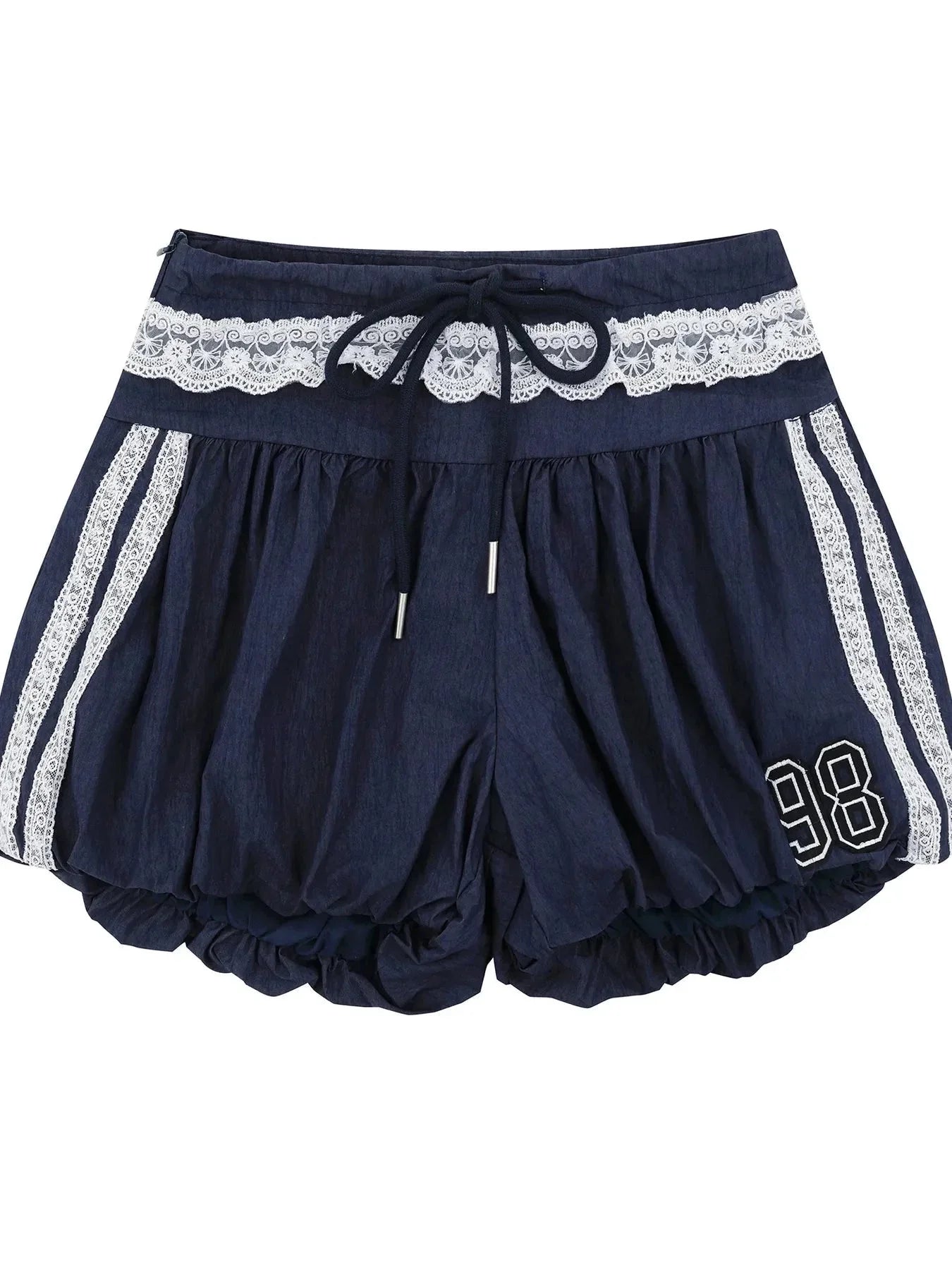 Lace Trim Shorts with Drawstring - VILLA FASHION