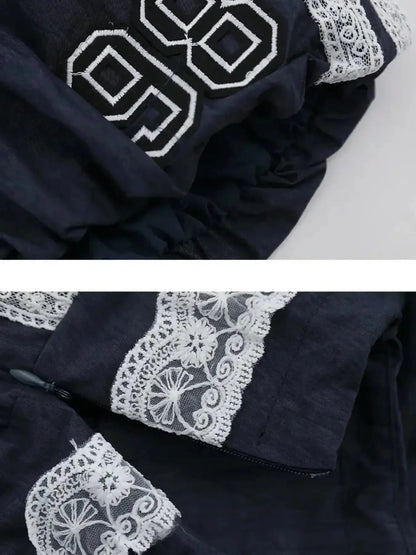 Lace Trim Shorts with Drawstring - VILLA FASHION