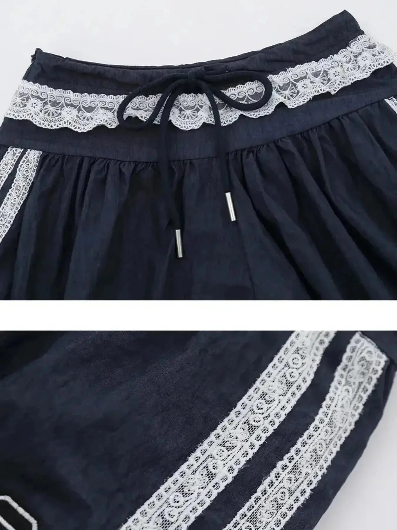 Lace Trim Shorts with Drawstring - VILLA FASHION