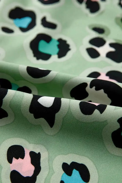 Leopard Collared Neck Top and Pants Set - VILLA FASHION