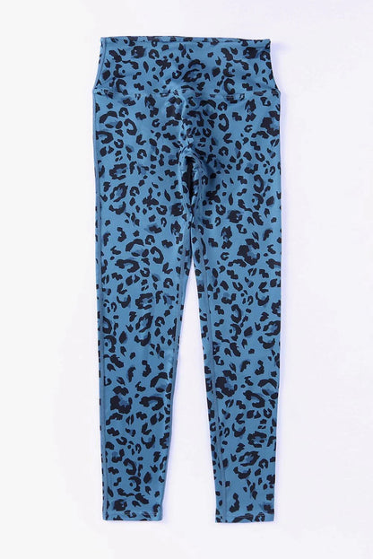Leopard Print Wide Waistband Leggings - VILLA FASHION